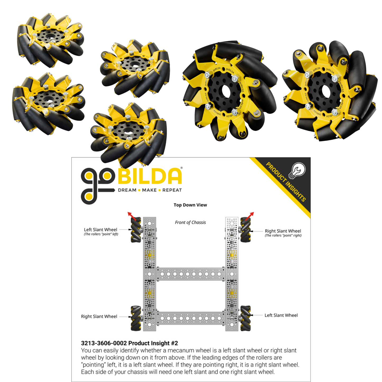 goBilda's 96mm Mecanum Wheel Set (70A Durometer Bearing Supported Rollers)