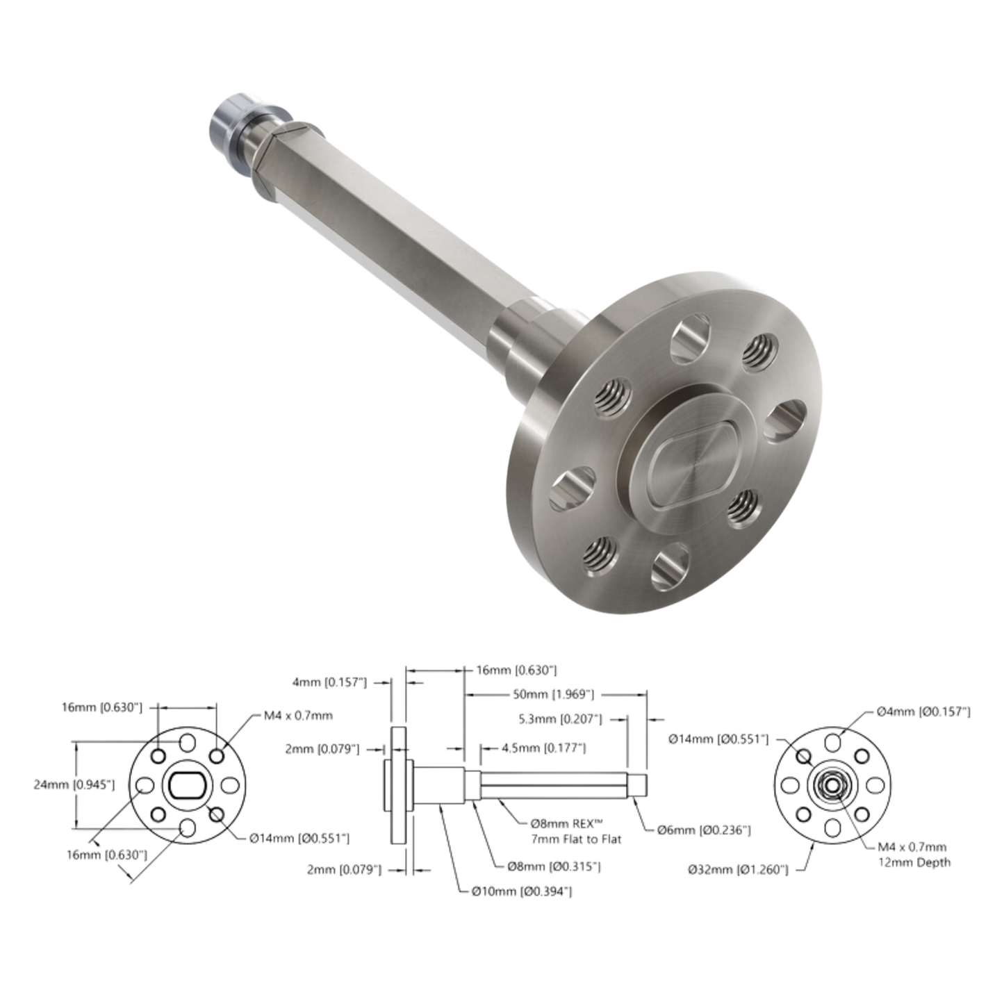 goBilda's Shouldered 8mm REX™ Hub-Shaft (20mm Hub Offset)