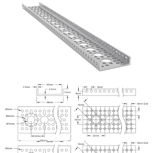 goBilda's 1121 Series Low-Side U-Channel (16 Hole, 408mm Length)