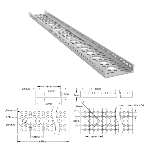 goBilda's 1121 Series Low-Side U-Channel (17 Hole, 432mm Length)