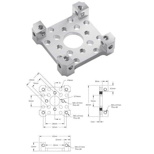 goBilda's 1201 Series Quad Block Pattern Mount (43-2)