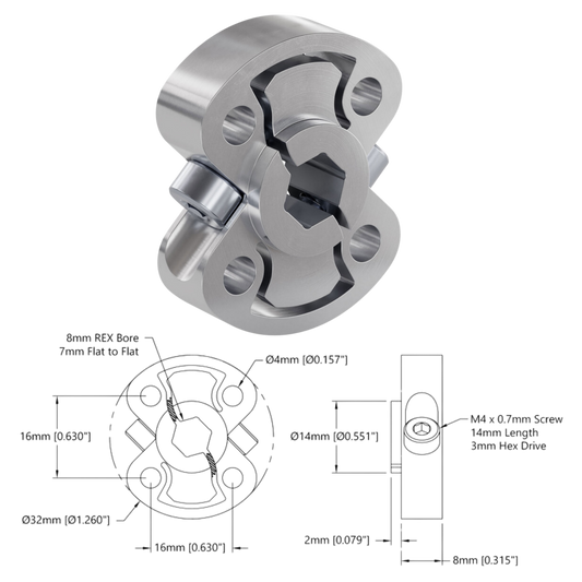 goBilda's 1311 Series Thru-Hole Sonic Hub (8mm REX™ Bore)