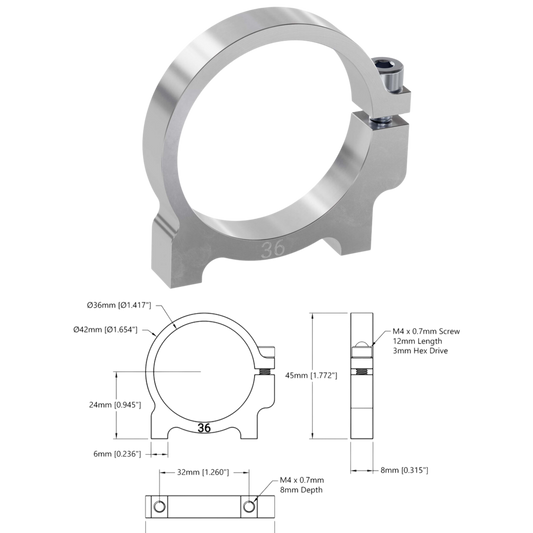 goBilda's 1400 Series 1-Side, 2-Post Clamping Mount (36mm Bore)