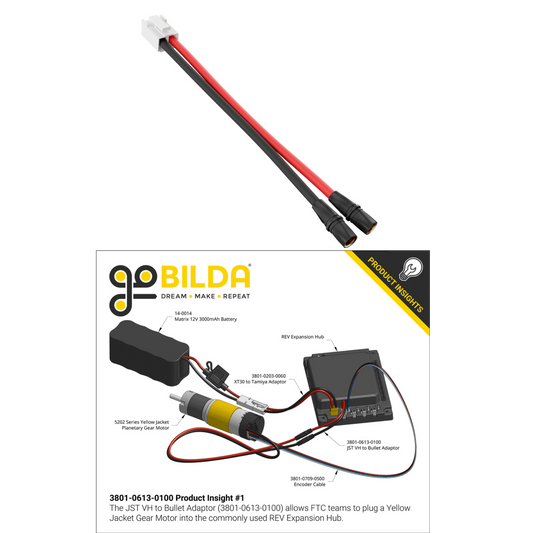 goBilda's 2-Pos JST VH [MH-FC] to 3.5mm Bullet [MH-FC] Adaptor (100mm Length)